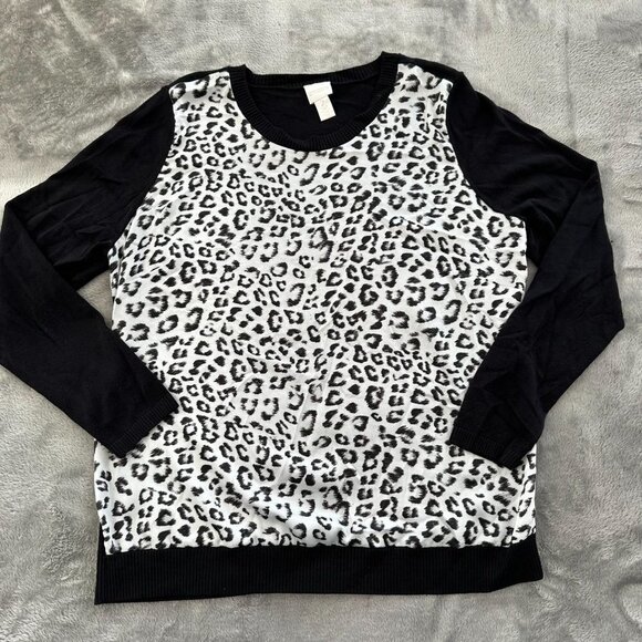 Chico's Animal Print Long Sleeve Pullover Shirt Women's size 2 US LARGE 12 - Picture 1 of 6